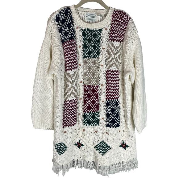 Vintage Shenanigans beaded sweater fringe trim size medium - Picture 1 of 9